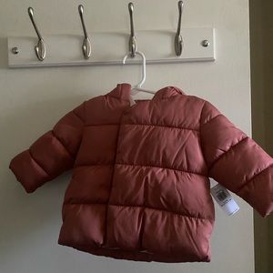 New with tags pink puffer jacket 3-6 months